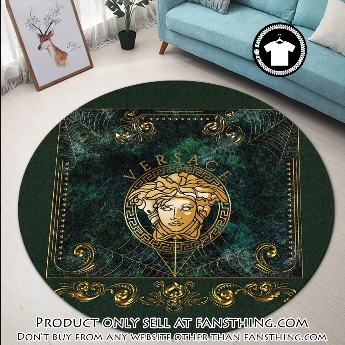 Versace medusa luxury brand round rug carpet home decor fst5556946